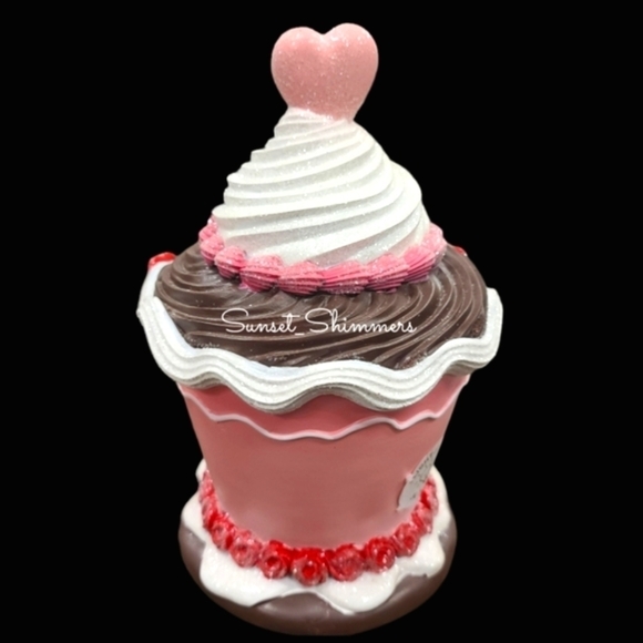 Christmas Pink Light Up Sugared Chocolate CUPCAKE GINGERBREAD House New - Picture 5 of 14